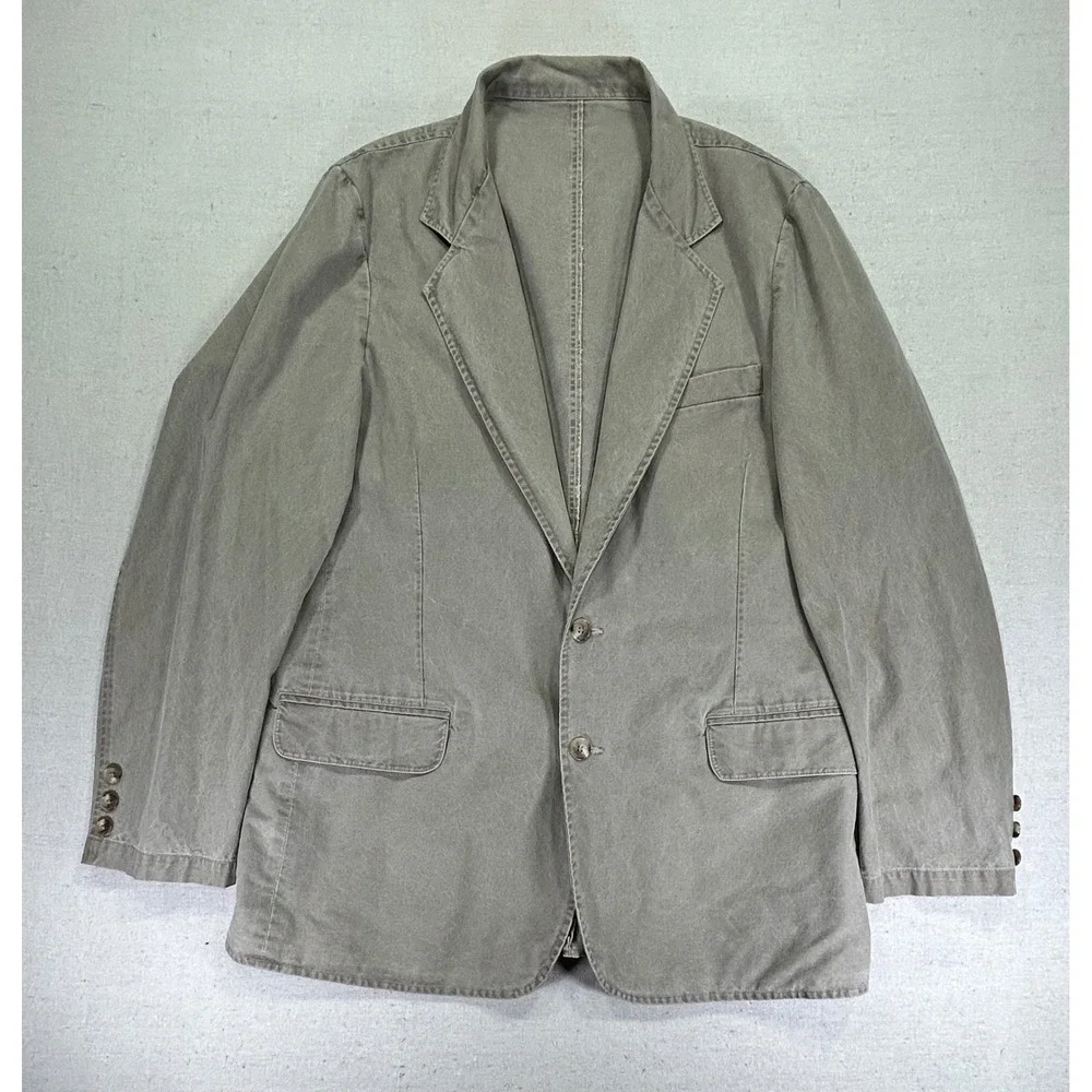 Vintage L.L. Bean Men's 44 Light Khaki Canvas Field Blazer Sport Coat Jacket